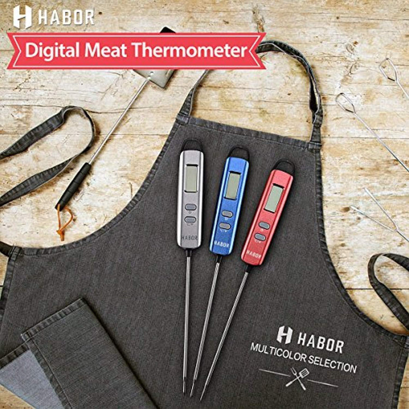 Habor Meat Thermometer, Instant Read Thermometer Digital Cooking Thermometer, Candy Thermometer with Super Long Probe for Kitchen BBQ Grill Smoker Meat Oil Milk Yogurt Temperature (Pimiento Red)