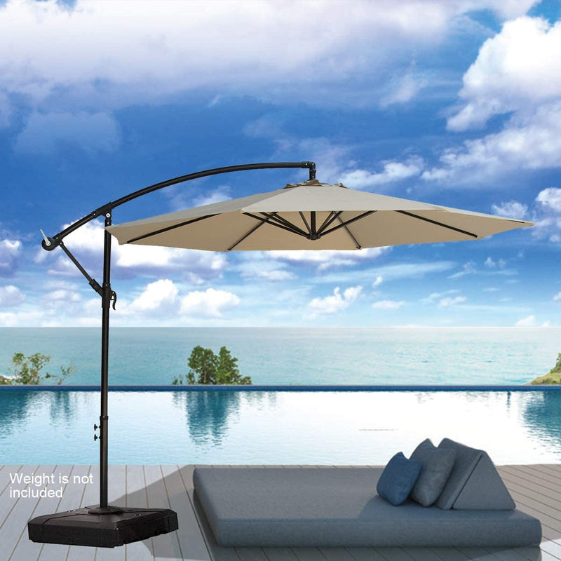 Nature's Blossom 10 Ft Cantilever Offset Patio Umbrella Outdoor Aluminum Hanging Umbrella with Crank and Air Vent, 8 Ribs, Taupe