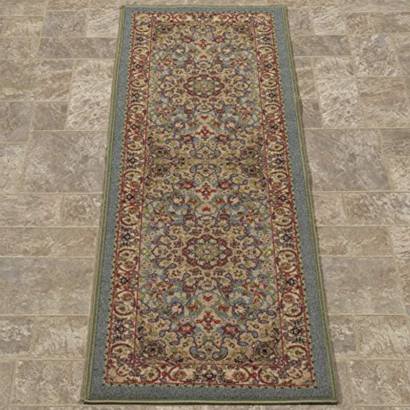 Sweet Home Stores Medallion Design Non-Slip Rubber Backing Runner Rug, 2'2" X 6'0", Seafoam