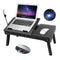 Laptop Table for Bed-Moclever Multi-Functional Laptop Bed Tray with 2 Independent Laptop Stands-Foldable Adjustable to 2 Different Heights-Internal Cooling Fan for Laptop Desk-LED Desk Lamp-4 Port USB
