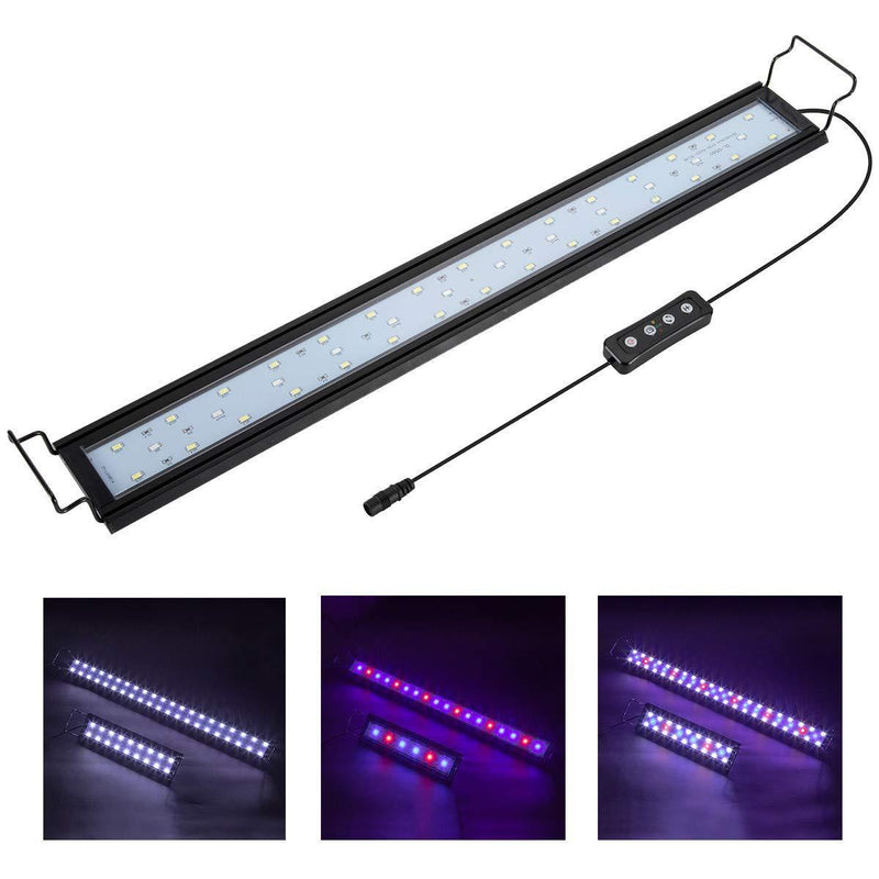 Hygger Full Spectrum Aquarium Light with Aluminum Alloy Shell Extendable Brackets, White Blue Red LEDs, External Controller, for Freshwater Fish Tank