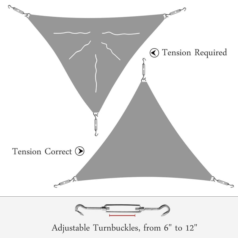 Amgo 24' x 24' x 24' Grey Triangle Sun Shade Sail Canopy Awning, 95% UV Blockage Water & Air Permeable, Commercial & Residential, for Patio Yard Pergola, 5 Yrs Warranty (Available for Custom Sizes)