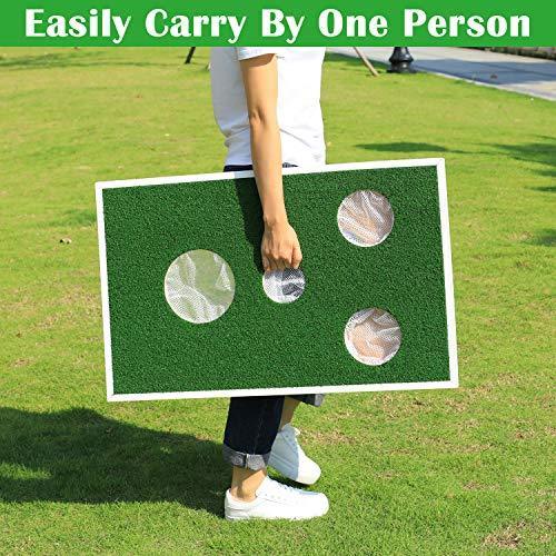 OOFIT Smiling Face Golf Cornhole Game with Chipping Mats Tailgate Chipping Game Set, Great Fun with Friends and Family