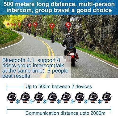 Motorcycle Bluetooth Intercom, Fodsports M1S Pro 2000m 8 Riders Group Motorbike Helmet Communication System Headset Universal Wireless Interphone (Waterproof/Handsfree/Stereo Music/GPS/2 Mic)