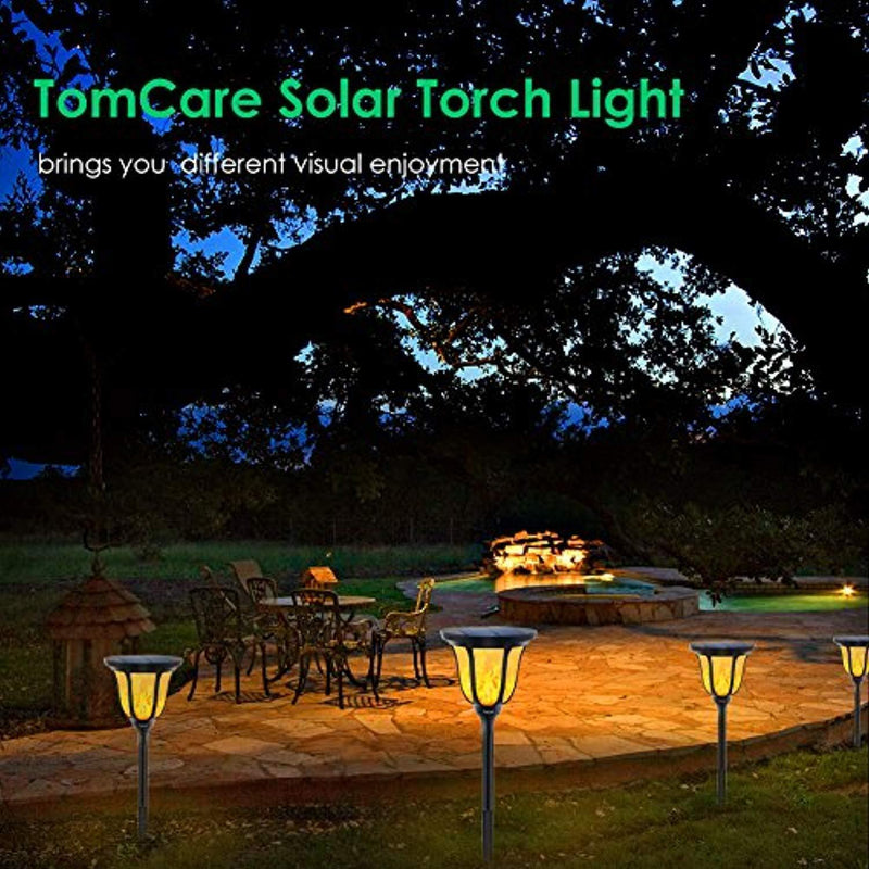 TomCare Solar Torches Lights, Waterproof Flickering Flame Solar Outdoor Lights Landscape Decoration Solar Torch Light Dusk to Dawn Auto On/Off Solar Spotlight for Yard Pool Garden Patio Deck