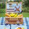 SatisInside New 2019 USA Insulated Luxury 29Pcs Kit Wicker Picnic Basket Set for 4 People - Reinforced Handle - Plus A Free Waterproof Fleece Blanket Worth $16.99 - Grey Stripes