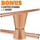 Moscow Mule Copper Mugs - Set of 4-100% HANDCRAFTED - Food Safe Pure Solid Copper Mugs - 16 oz Gift Set with BONUS: Highest Quality Cocktail Copper Straws and Jigger!