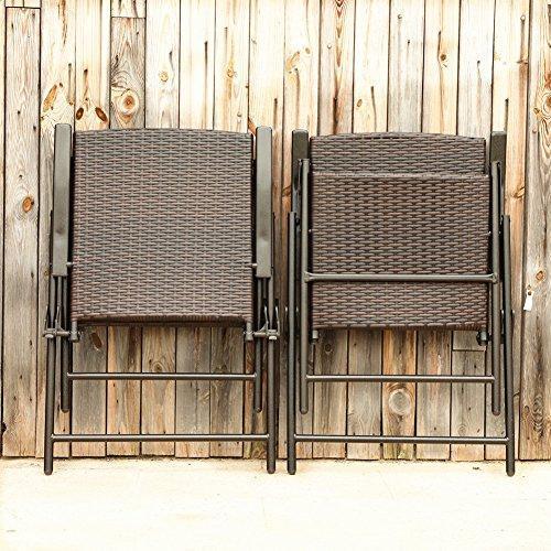 PHI VILLA Patio Rattan Folding Chair Indoor Outdoor Wicker Chair, 2 Pack