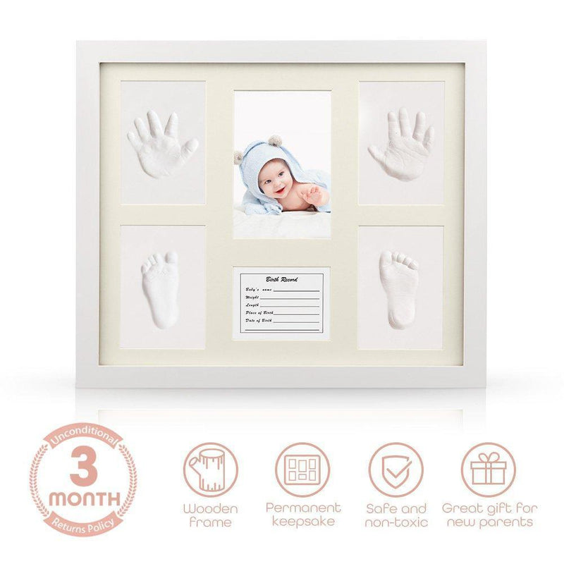 Baby Handprint Kit, iSiLER Baby Shower Keepsake Kit For Parents, Baby Handprint and Footprint Frame Kit For Room Wall or Table Decor, Premium Clay & Wood Frame Non Toxic and Safe