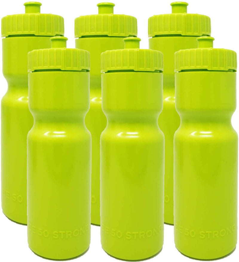 50 Strong Sports Squeeze Water Bottles - Set of 6 - Team Pack – 22 oz. BPA Free Bottle Easy Open Push/Pull Cap – Made in USA - Multiple Colors Available