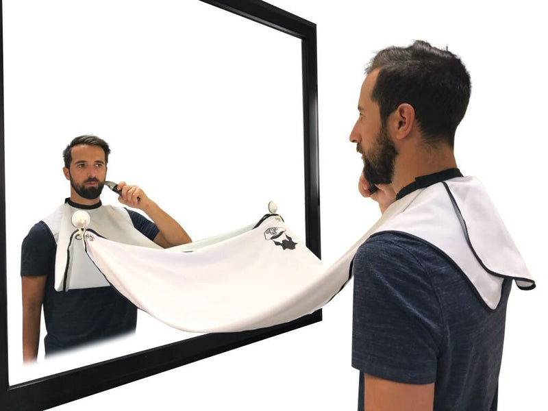 Beard Hair Catcher, Beard Cape Apron for Shaving and Grooming with Suction Cups for Mirror, Black. By Captain Jax