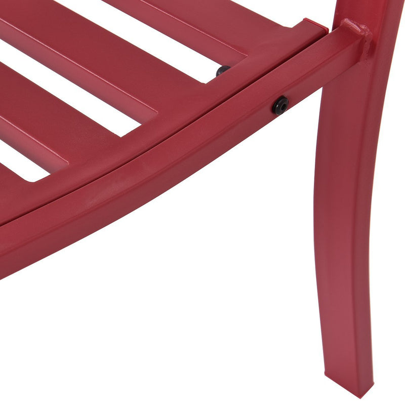 Giantex Patio Garden Bench Park Yard Outdoor Furniture Cast Iron Porch Chair (Red)