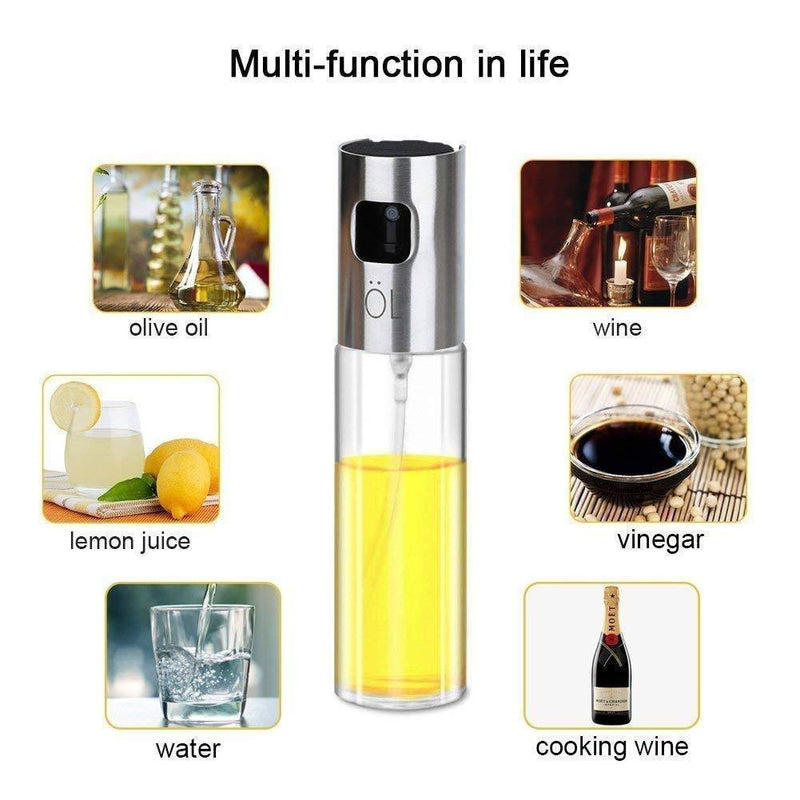 Oil Sprayer for Cooking, Sprayer Glass Bottle Vinegar Bottle Oil Dispenser with Brush Stainless Steel for BBQ/Cooking/Frying/Salad/Baking