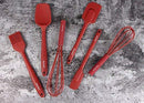 TEEVEA  Silicone Whisk Spatula Spoonula & Brush Set of 6 - Wine Red