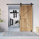 Homlux 6ft Heavy Duty Sturdy Sliding Barn Door Hardware Kit Single Door - Smoothly and Quietly - Simple and Easy to Install - Fit 1 3/8-1 3/4" Thickness Door Panel(Black)(J Shape Hangers)