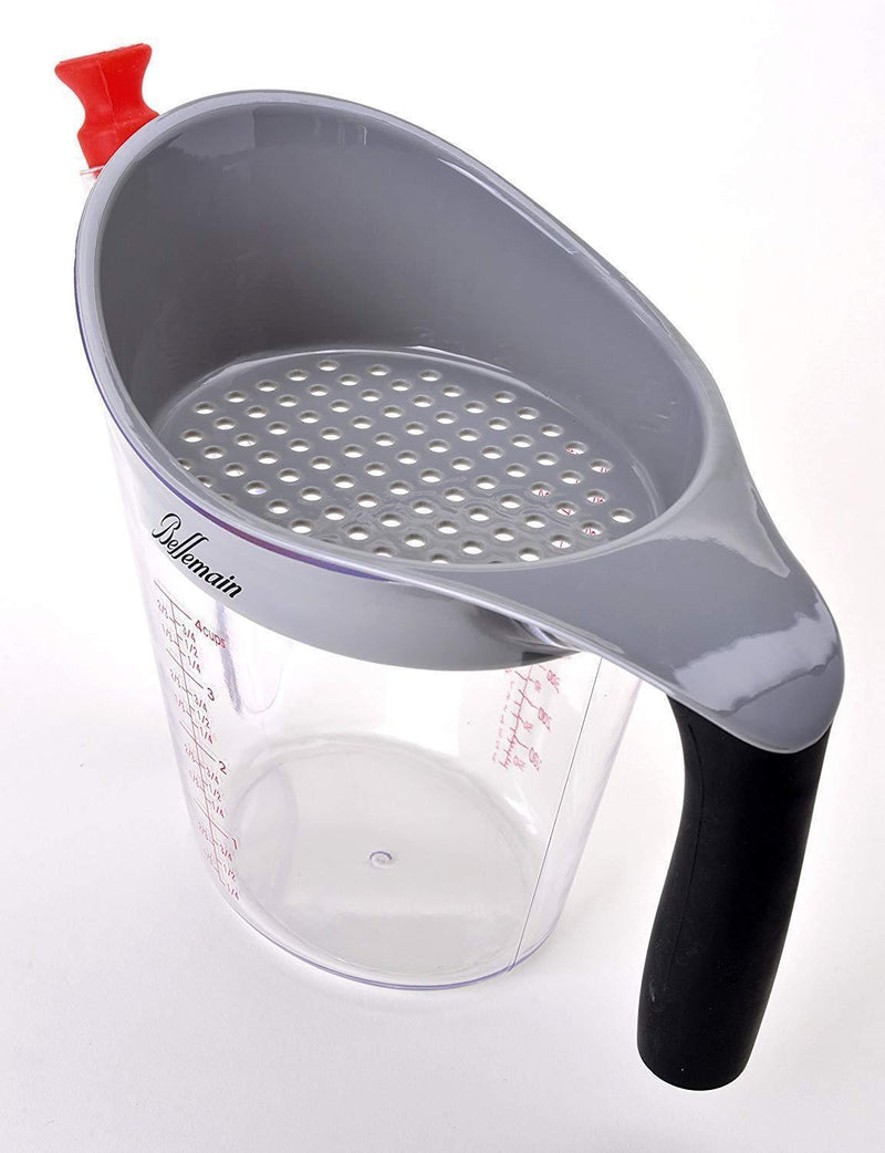 Bellemain 4-Cup Fat Separator/Measuring Cup with Strainer & Fat Stopper / 1 Liter Capacity