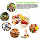 Reusable Mesh Produce Bags, Zero Waste Eco-Friendly Natural & Healthy Organic Cotton Drawstring Net Bag for Grocery Shopping Storage Set of 8 (3 Small - 3 Medium - 2 Large)