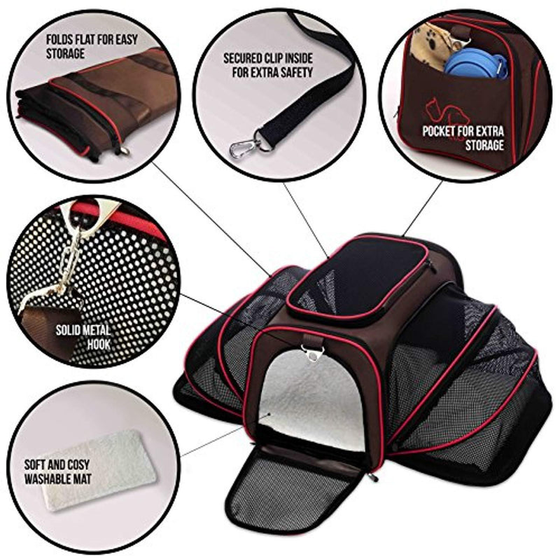 PETYELLA Pet Carrier + Fleece Blanket & Bowl - Innovative Design Airline Approved - Lightweight Dog & Cat Carrier