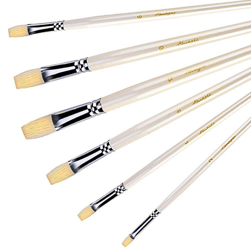 Flat Tipped Brushes for Acrylic Oil Watercolor by Amagic 6 Pcs Artist Face and Body Professional Painting Kits with Hog Bristle Tips