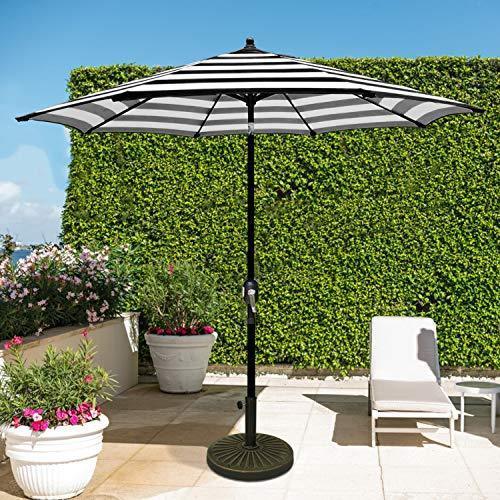 Blissun 9' Outdoor Market Patio Umbrella with Push Button Tilt and Crank, 8 Ribs (Tan)