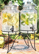 Drink dispenser Del Sol Hammered Jug Beverage Dispenser With Rack, Set Of 2