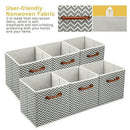 MaidMAX Foldable Storage Cubes, Set of 6 Decorative Fabric Storage Bins Containers Organizers Drawers with Wood Handles for Shelves Clothes Closet Kids Bedroom, Gray Polka Dot