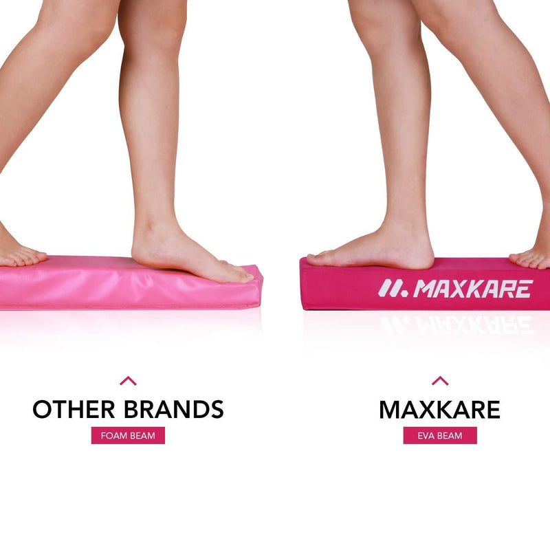 MaxKare 9ft Balance Beam Gymnastics for Home, Indoor Floor Foldable Gymnastic Beam for Kids, with Grip Suede, Anti-Slip Base, Folding Gymnastics Beams for Training, Practice, Physical Therapy Pink