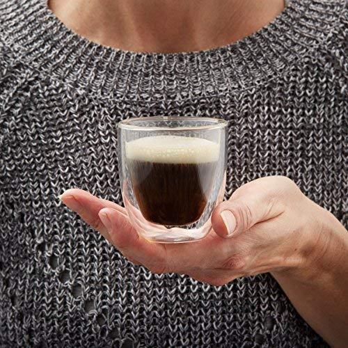 Double Wall Espresso Cups Set - Insulated Coffee Shot Glasses - 2.6oz, Set of 4 - Demitasse Gift Box