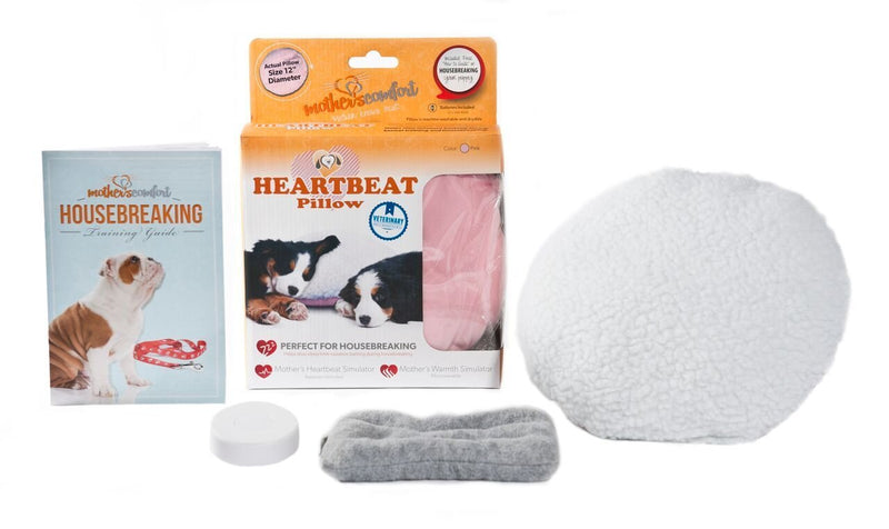 PetZu Mother's Comfort Heartbeat Pet Pillow, Pink/White