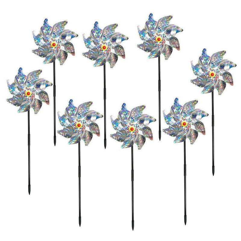 Bird Blinder Pinwheels Sparkly Silver Mylar Pin Wheel Holographic Spinners Whirl Reflective Pinwheel Scare Birds Away for Garden Party Lawn Kids Decor