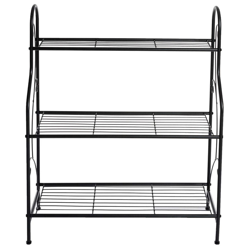 DOEWORKS 3 Tier Metal Plant Stand, Plant Display Rack,Stand Shelf, Pot Holder for Indoor Outdoor Use, Black