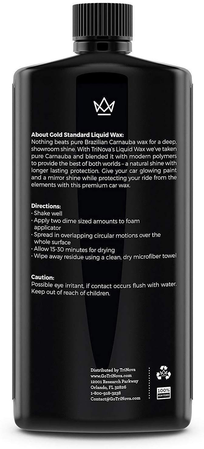 TriNova Liquid Carnauba Car Wax - Ultimate Shine and Protection. Easy Application, Protect Against Scratches, uv Rays. Deep Gloss, Premium Sealer 18oz