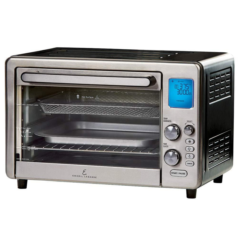 Emeril Lagasse Power Air Fryer 360 Max XL Family Sized Better Than Convection Ovens Replaces a Hot Air Fryer Oven, Toaster Oven, Rotisserie, Bake, Broil, Slow Cook, Pizza, Dehydrator & More. Emeril Cookbook. Stainless Steel. (MAX 15.6” 19.7” x 13”)