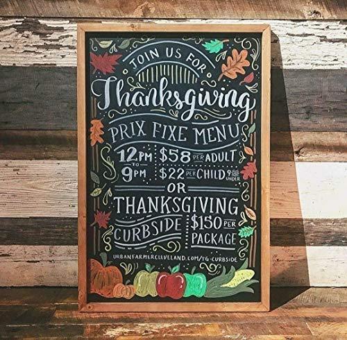 VersaChalk Rustic Wood Framed Magnetic Chalkboard Sign for Wall with Hanging Mounts and Non Porous Blackboard Surface Compatible with Liquid Chalk Markers - 18 x 24 Inches