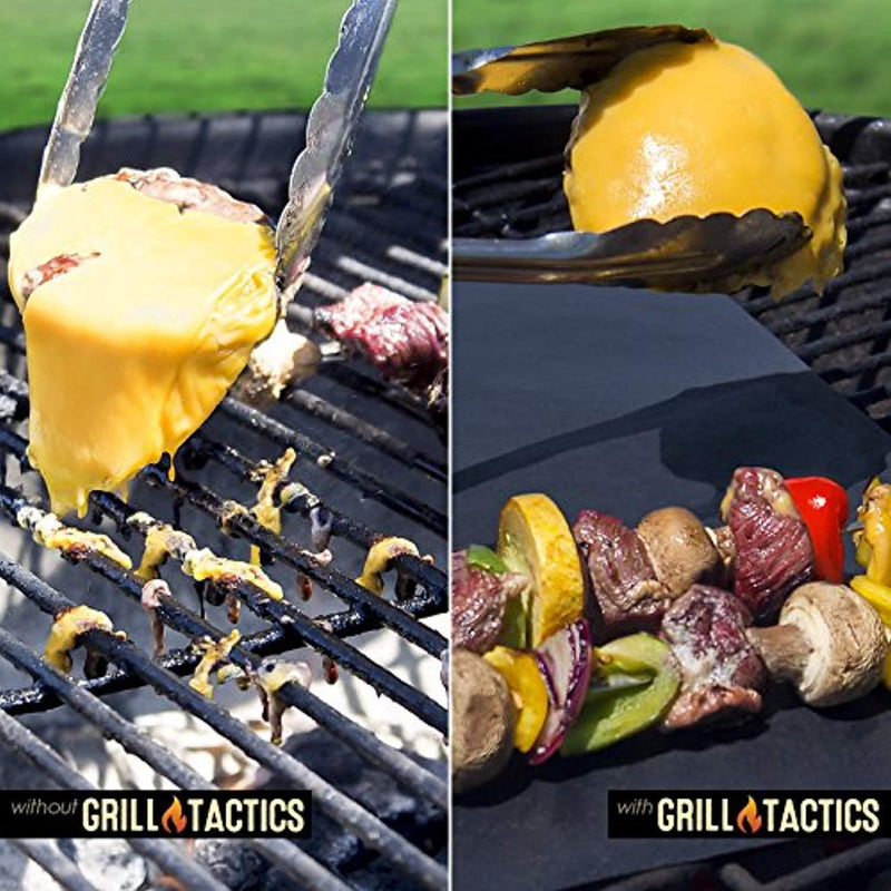 Grill Tactics Grill Mat (Set of 3) - Heavy-Duty Non-Stick BBQ & Grilling Sheet - This Best Rated Grill Pad Works With Gas, Electric, Charcoal Grills, and More - 15.75 x 13 Inch