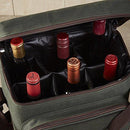 Wine Enthusiast 6-Bottle Wine Bag - Waxed Canvas Weekend Wine Carrier, Forest Green