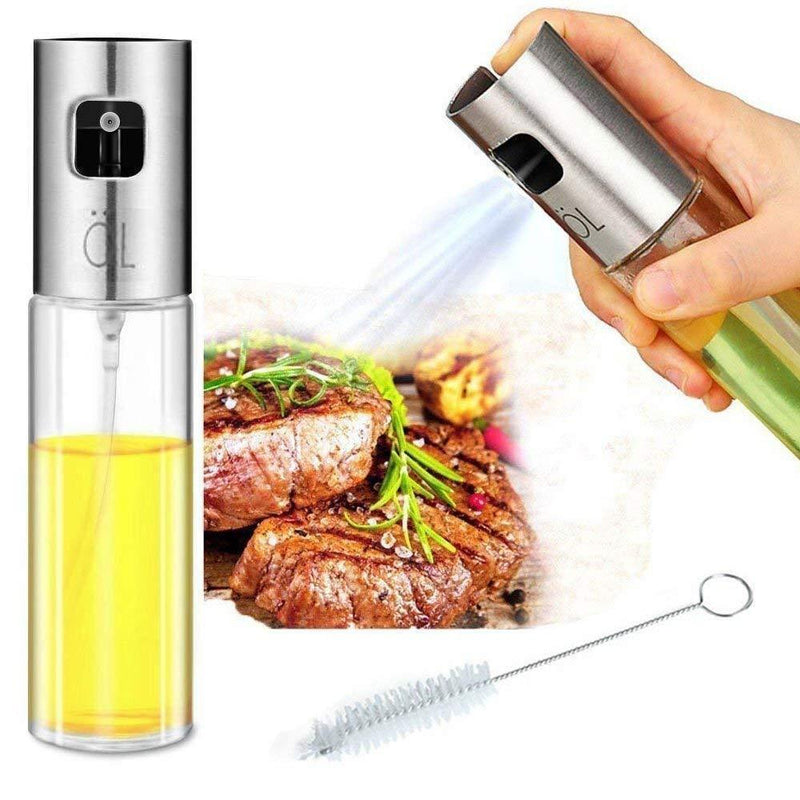 Oil Sprayer for Cooking, Sprayer Glass Bottle Vinegar Bottle Oil Dispenser with Brush Stainless Steel for BBQ/Cooking/Frying/Salad/Baking