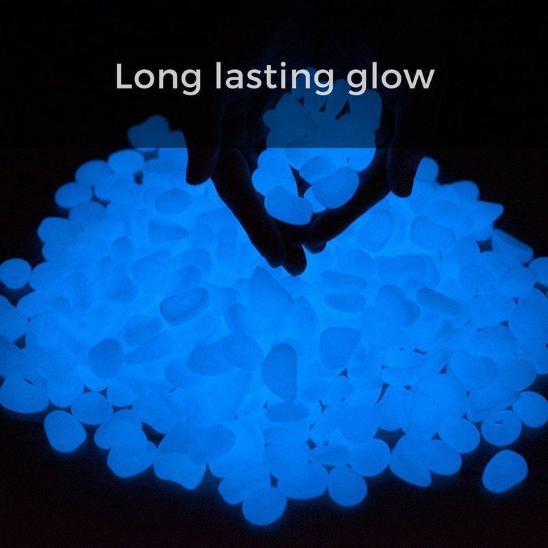 Little Garden Gnome 300 Pcs Glow in The Dark Pebbles for Walkways and Decor | Decorative Stones for Gardens, Yards, Lawns, Driveways, Plants, Aquarium | Electric Blue