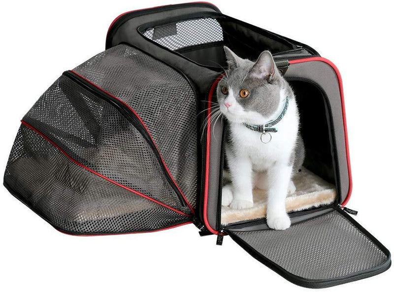 Airline Approved Cat Carrier – KiddyWoof Small Pet Carrier Travel Dog Purse Bag, Portable Soft Sided Cat Carrier with Two Side Expandable for Little Animals, Rabbit, Kitties, Kitten and Puppy