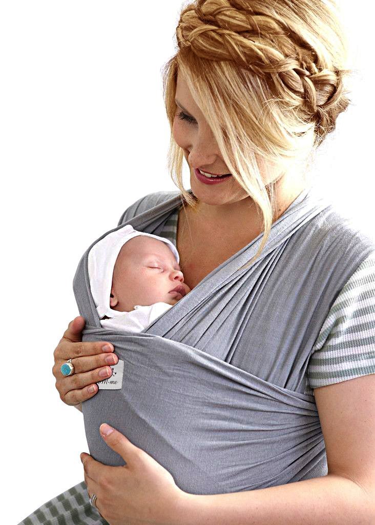 MoM-me Baby Wrap - Baby Carrier - 4 in 1 Multi-Use - Nursing Cover - Postpartum Belt - Baby Sling - Soft Infant Carrier - Perfect for Baby Showers - Neutral Grey for Girls and Boys