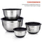 Sterline Stainless Steel Mixing Bowl Set of 4 w/Lids, Non-Slip Mixing Bowls .75, 1.5, 3, 5-Quarts w/Measurement Displayed Inside, Small-Large Nesting Bowls, Cooking and Kitchen Essentials, Silver