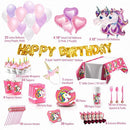 180+ PCS Complete Unicorn Party Supplies & Decorations - Glittery Unicorn Headband | Disposable Tableware Set | 30 Magical Balloons | 24 Pc Unicorn Cupcake Wrappers & Toppers | Party Favors