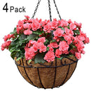 Amagabeli 4 Pack Metal Hanging Planter Basket with Coco Coir Liner 14 Inch Round Wire Plant Holder with Chain Porch Decor Flower Pots Hanger Garden Decoration Indoor Outdoor Watering Hanging Baskets