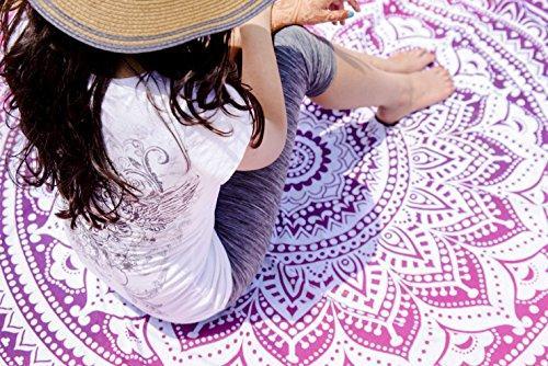 PAGISOFE Magenta Marvel Mandala Round Tapestry Hippie Indian Mandala Beach Blanket or Hippy Bohemian Table Cover or Boho Gypsy Cotton Tablecloth Beach Towel Meditation Round Yoga Mat - 72 Inches, Pink