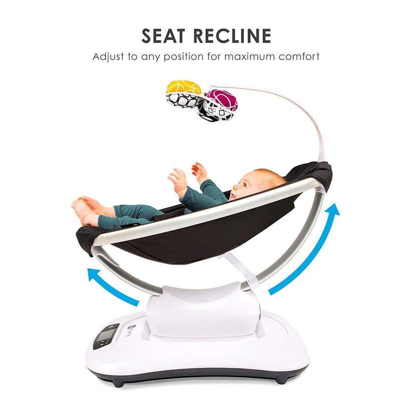 4moms mamaRoo 4 Baby Swing | Bluetooth Baby Rocker with 5 Unique Motions | Smooth, Nylon Fabric | Black Classic