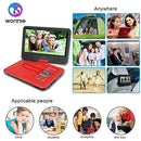 WONNIE 12.5 Inch Portable DVD Player, 10.5" Swivel Screen, 4 Hour Rechargeable Battery, USB / SD Slot (RED)