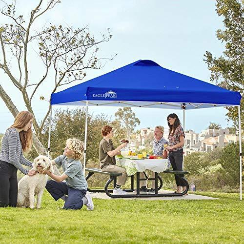 EAGLE PEAK 10’ x 10' Pop Up Canopy Tent Instant Outdoor Canopy Straight Leg Shelter with 100 Square Feet of Shade (White)