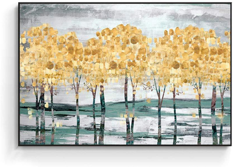 Oil Paintings Reproduction on Canvas Wall Art Ready to Hang for Bedroom Kitchen Home Decoration Landscape Modern Framed Pretty Abstract Landscape Artwork (A)