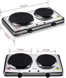 Homeleader Hot Plate for Cooking Electric, Double Burner with Adjustable Temperature Control, 2200W