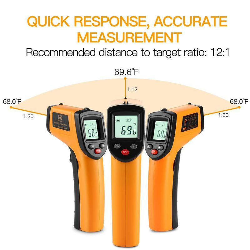 Infrared Thermometer Temperature Gun, 2 Pack Non-contact Laser Thermometers Instant Read Hand Tool For Kitchen/Outdoor, -58℉～716℉, AC Units Heater Check, AAA Battery Not Included